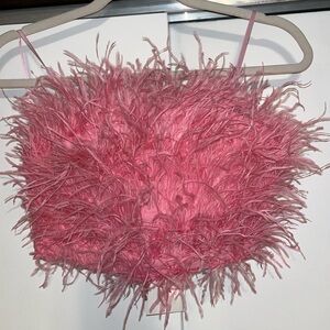 DO+BE Pink Feather Strapless Crop Top Size Small